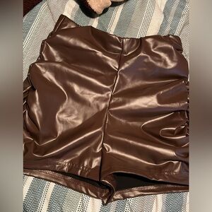 SHEIN Brown Faux Leather Shorts NEW